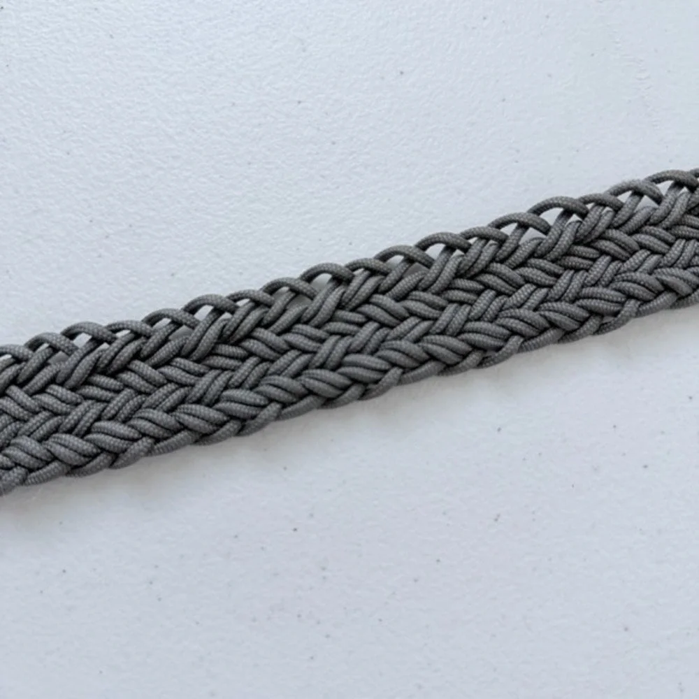 Vineyard Vines Men's Gray Stretch Braided Belt Leather Trim Approx 42